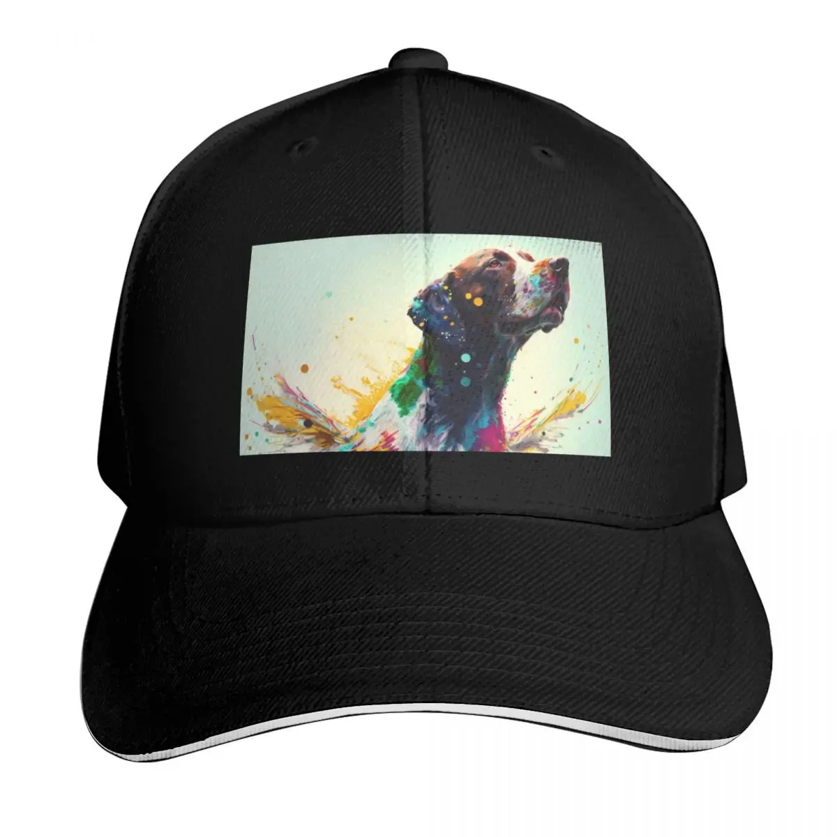 German Pointer Dog Synesthetic Splash Painting Baseball Cap Gift for Him Her Casual Daily Wear Quick Dry Performance