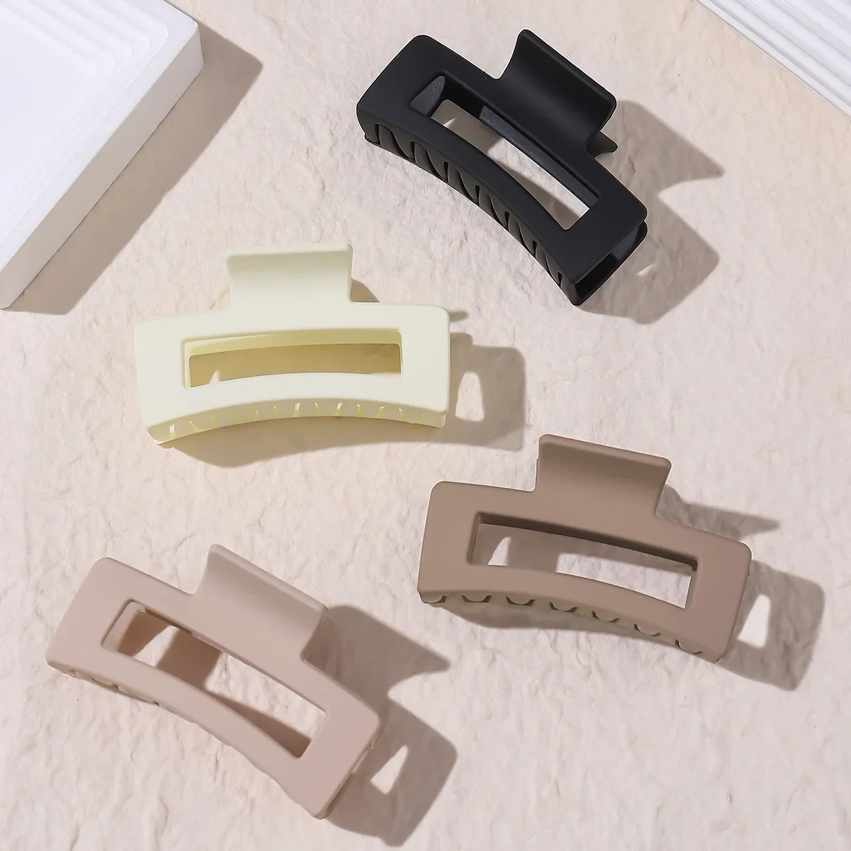 

4pcs Set of Rectangular Hair Clips Solid Color Hair Clips for All Hairstyles Ladies Non-slip Hair Clips