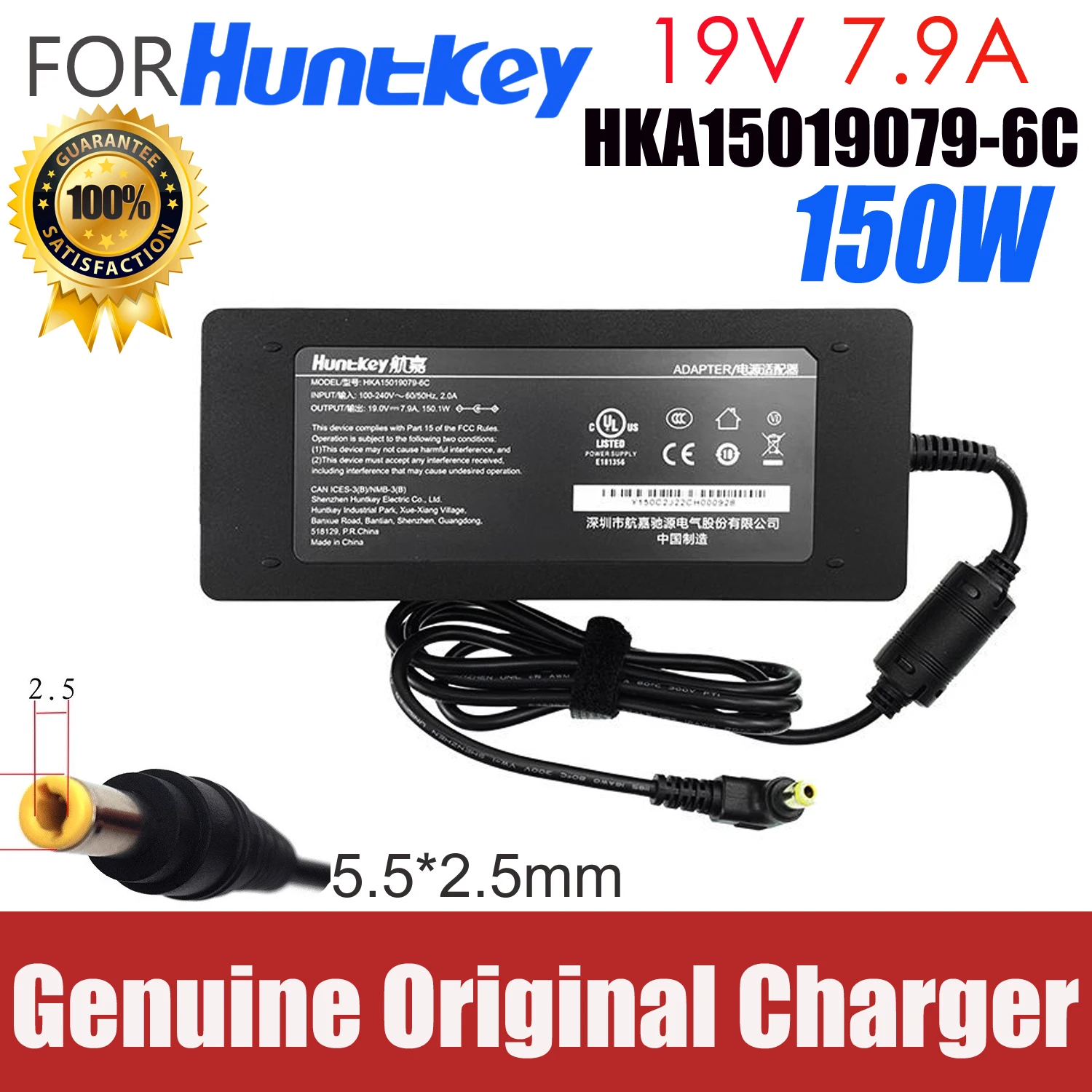 

Original OEM Huntkey HKA15019079-6C 19V 7.9A AC Adapter Charger 150.1W for MinisForum EliteMini H31G Mini PC Power Supply