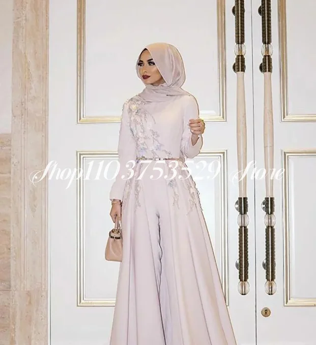 Ivory Mother of the Bride Dress 2025 Long Sleeve Muslim Embroidered Applique A-Line Customised Trailing Formal فساتين سهرات