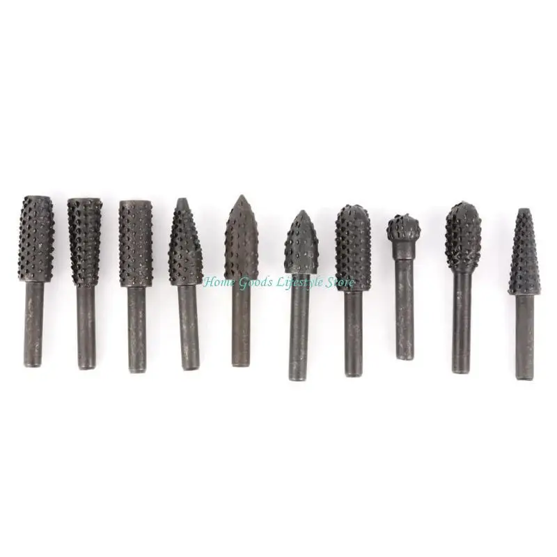 

E74E 10 Pieces Rasp File Drill Bits Rasp Set 1/4'' 6mm Shank Rust Proof Durable