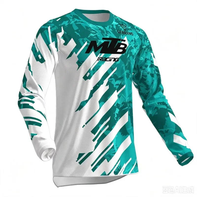 3D Long Sleeve 2026 Men MTB Jersey Crew Neck Quick Dry Breathable Abstract Print Motocross Downhill Cycling Shirt Family view 6