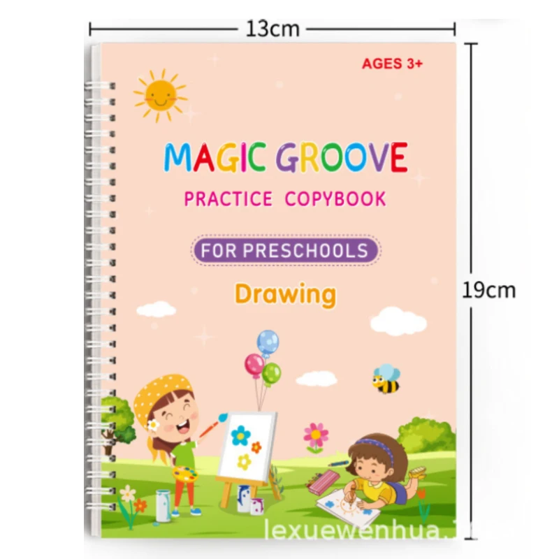 4 Books/set(free 1 Pen+10 Refills+1 Pen Holder) Full English Children's Hard Pen Groove Copybook Calligraphy Practice Magic Book view 5