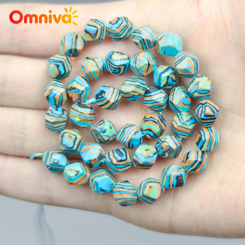 Natural Stone Faceted Blue yellow black peacock Beads For Jewelry Making DIY keychain Earrings Accessories 15 '' Strand 6/8/10MM - view 4