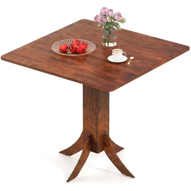 

Giantex Square Dining Table for 2-4 People, 33-Inch Kitchen Table with Rubber Wooden Legs & Frame, Farmhouse Dinner Table Walnut