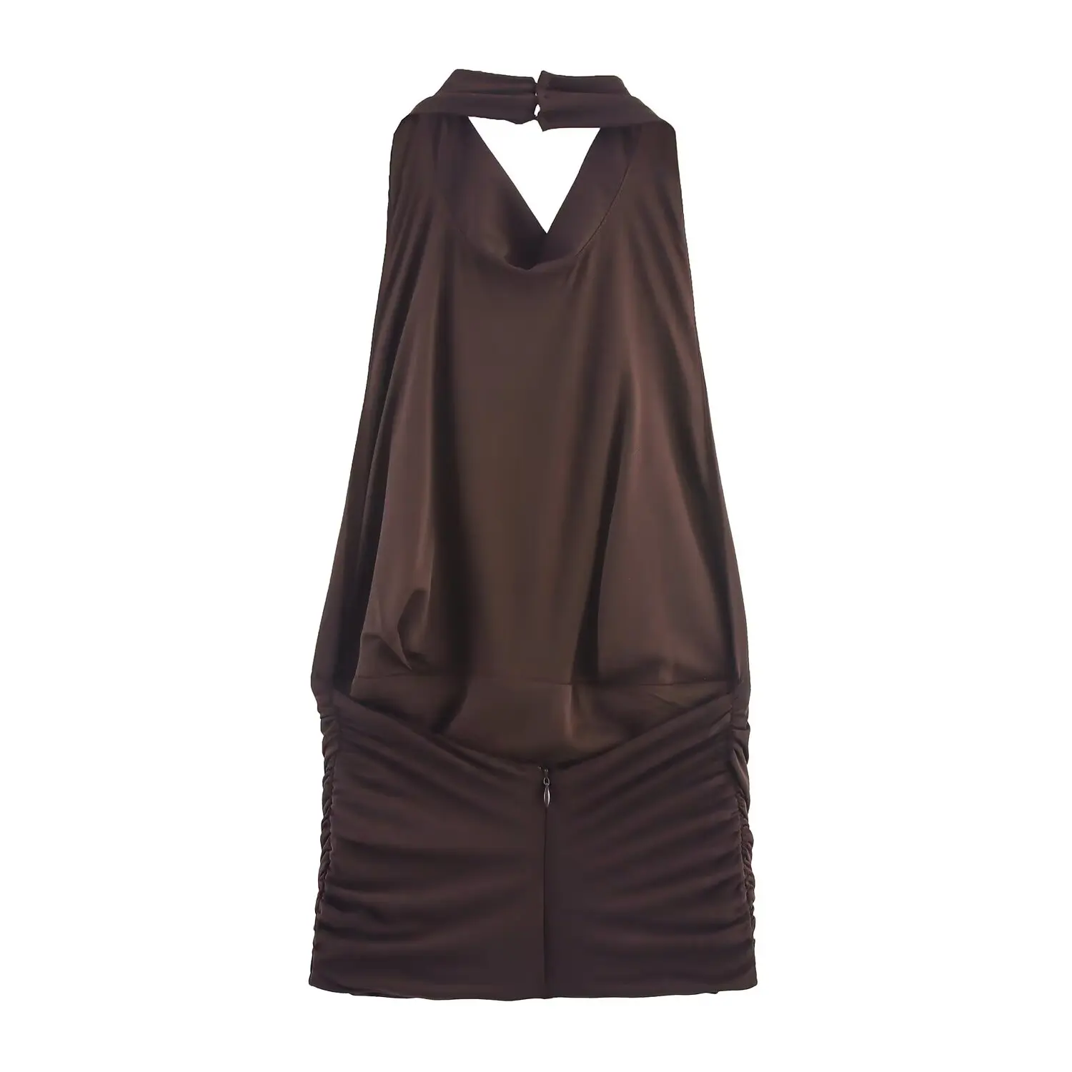 BSK&TRAF2025 damski letni nowy casualowy modny strój hot girl bez rękawów z dekoltem typu halter krótki plisowany top na ramiączkach