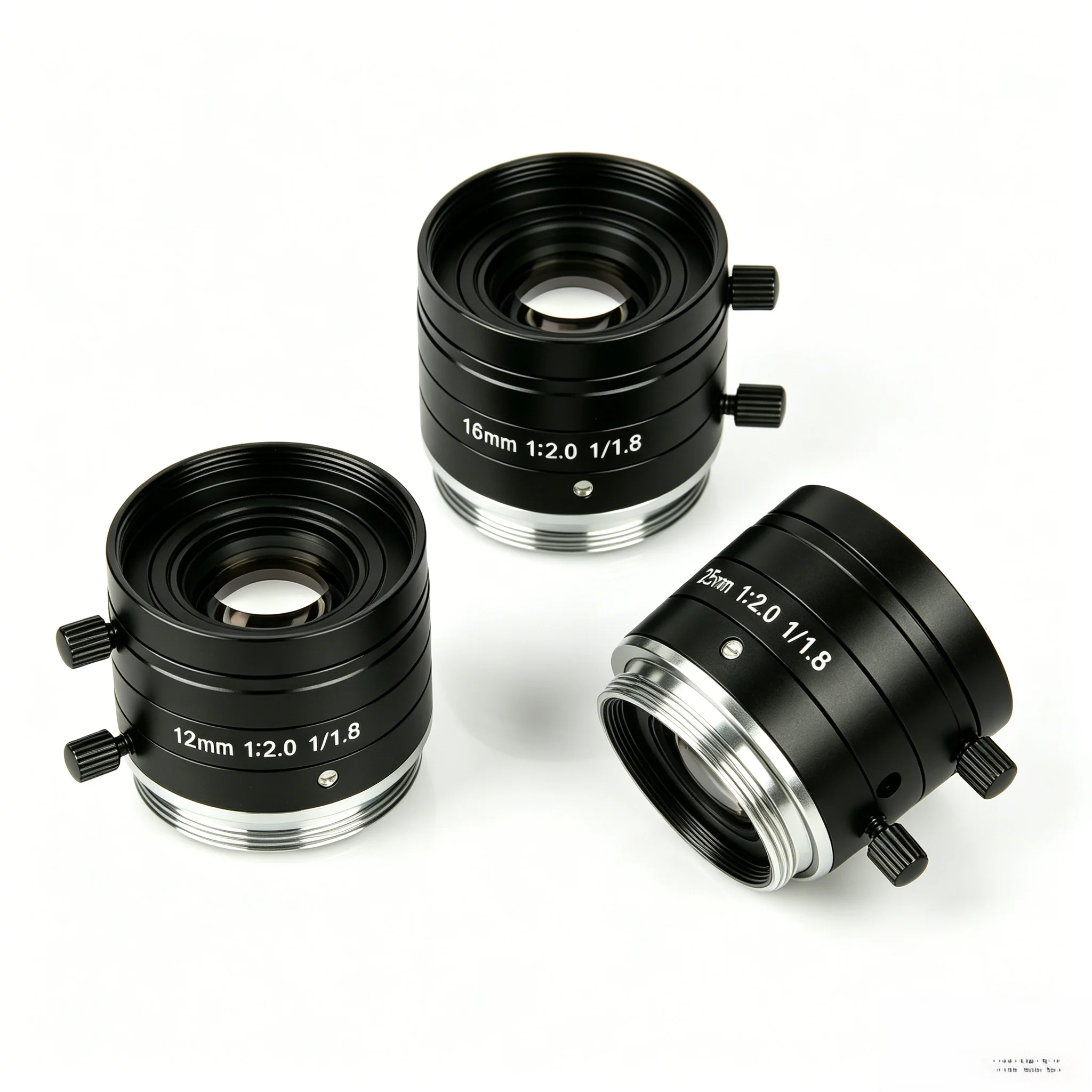 High Resolution 5MP FA 16mm Fixed Focus Full Frame Aperture 1:2.0- Aluminium C Mount Machine Vision Lens for 1/1.8