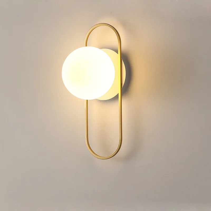 Nordic Golden Wall Lamp Home Decor Foyer Bedroom Bedside Light Glass Ball Corridor Aisle Wall Bracket Sconce Led 7W G9 Bulb