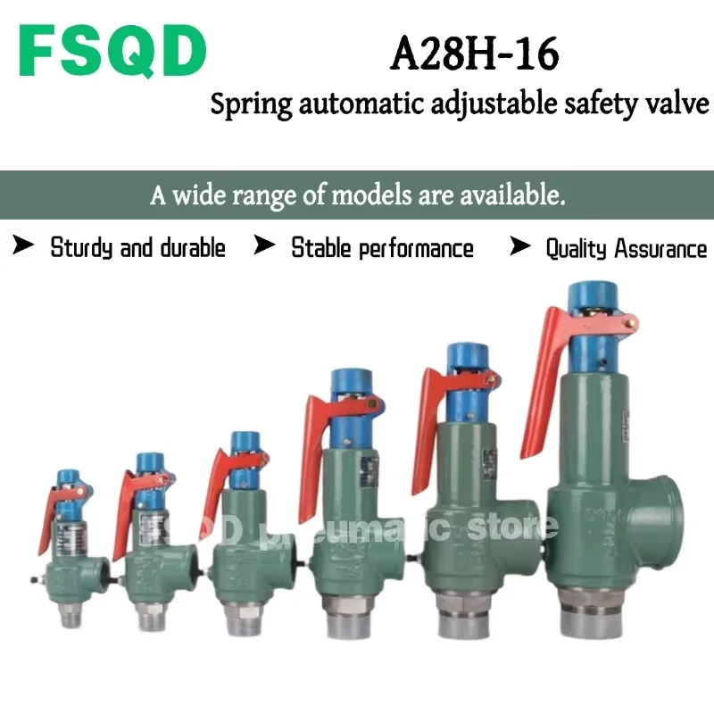 1pc Pressure relief valve A28H-16 Boiler Compressed Air Tank Steam Spring Automatic Adjustable Safety Valve DN32 40 50