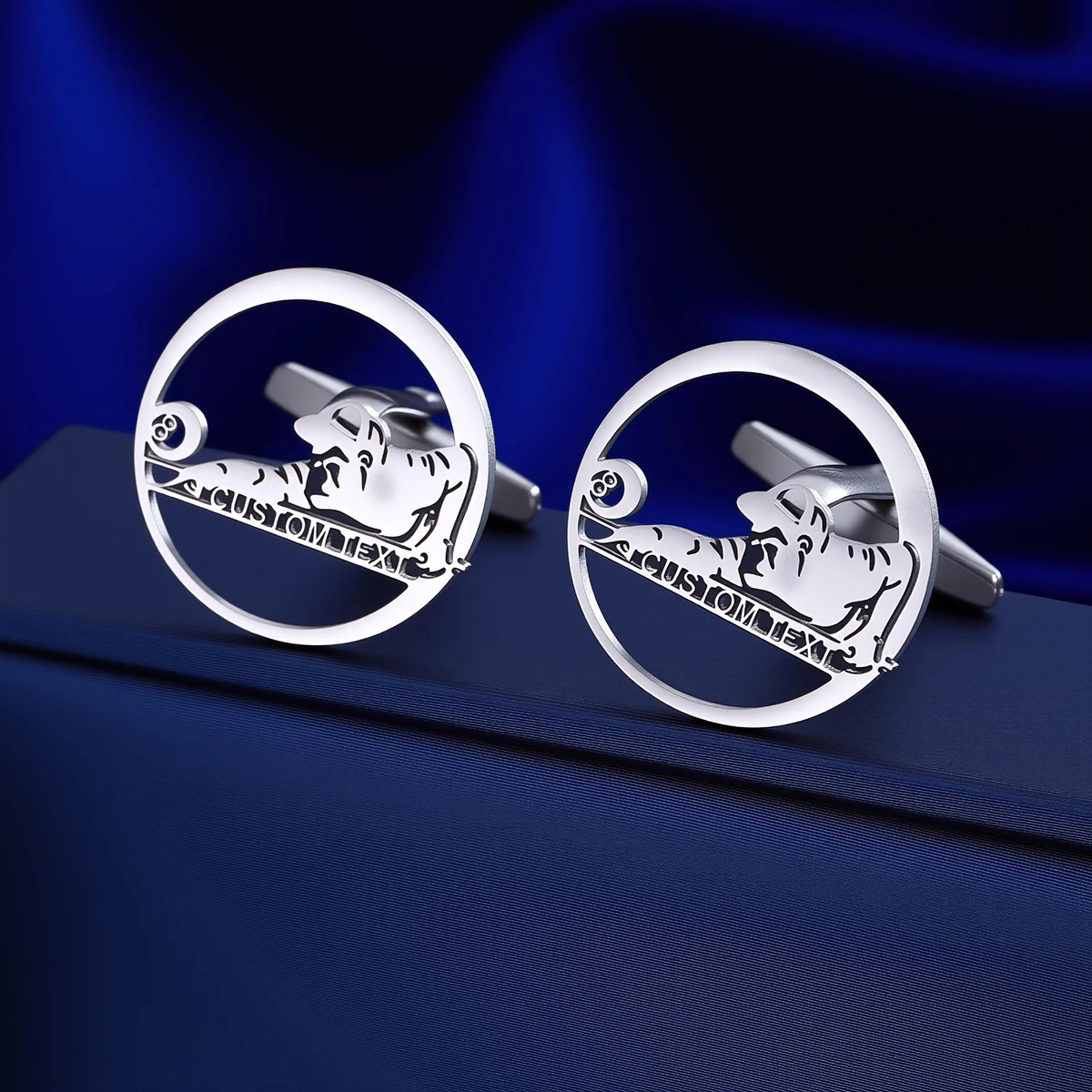 Customized Name Men's Round Tiger Cufflinks Customized Suit Shirt Stainless Steel Buttons Sports Jewelry Gifts