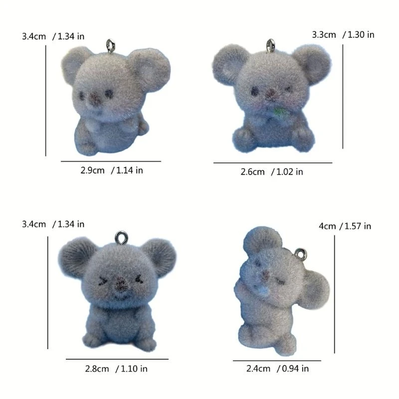 

652F Elegant Charm Lovely Koala Keychain with Resin Flocking for Students and Collectors of Animal Themed Accessories