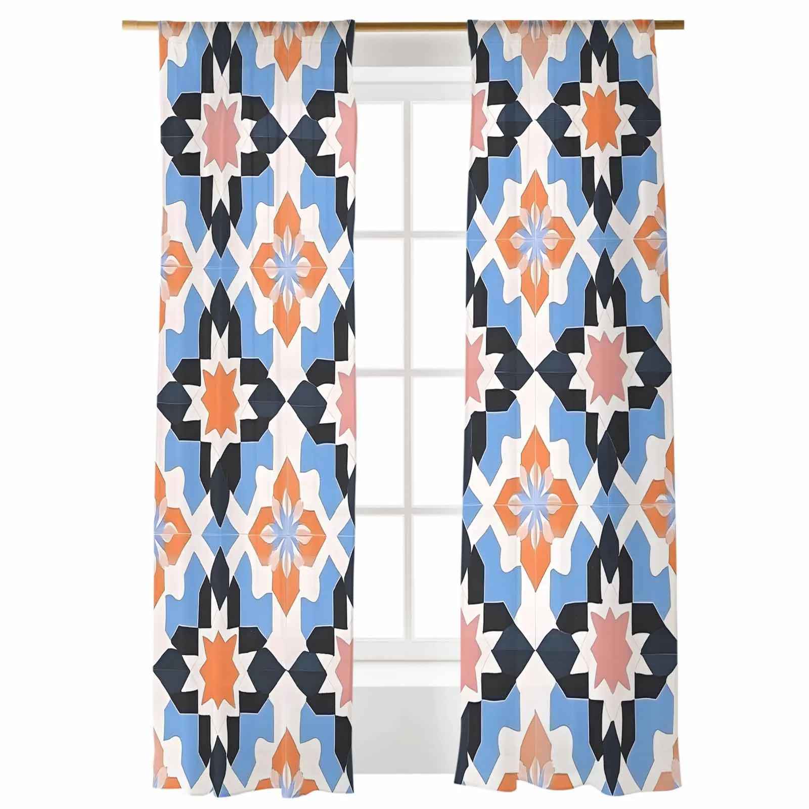 

Retro National Floral Patterned Voile Curtains Window Treatment Sheer Curtains for Bedroom Kitchen Drapes