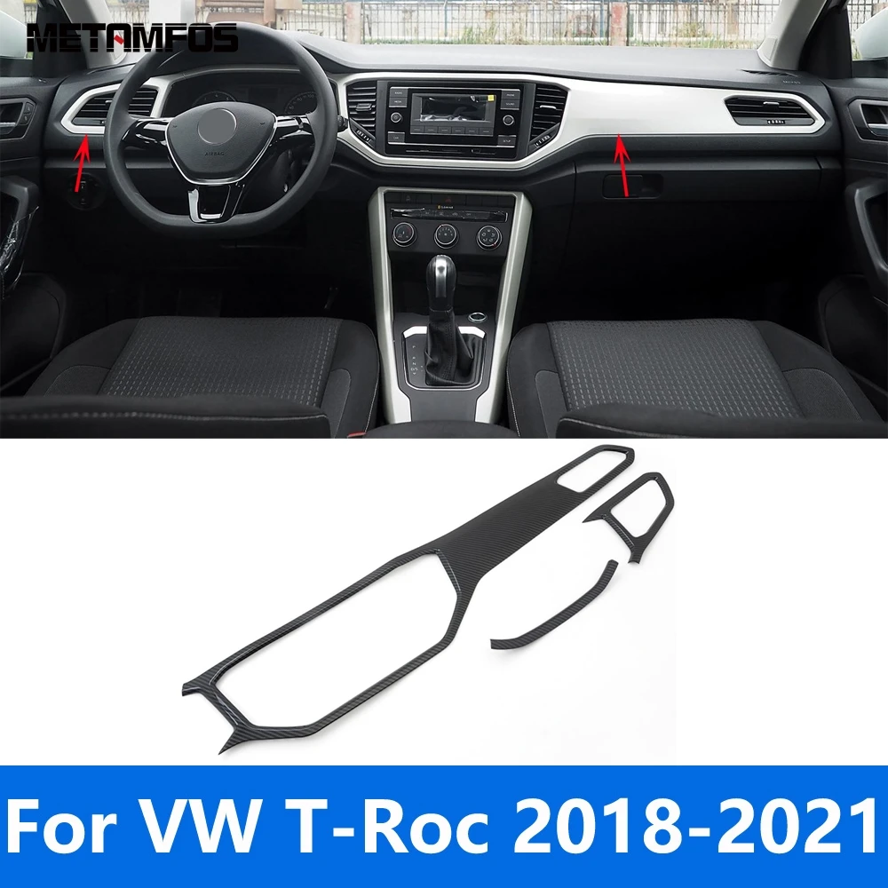 For Volkswagen VW T-Roc TROC 2018-2020 2021 Carbon Fiber Center Console Dashboard Air Condition Vent Outlet Trim Accessories