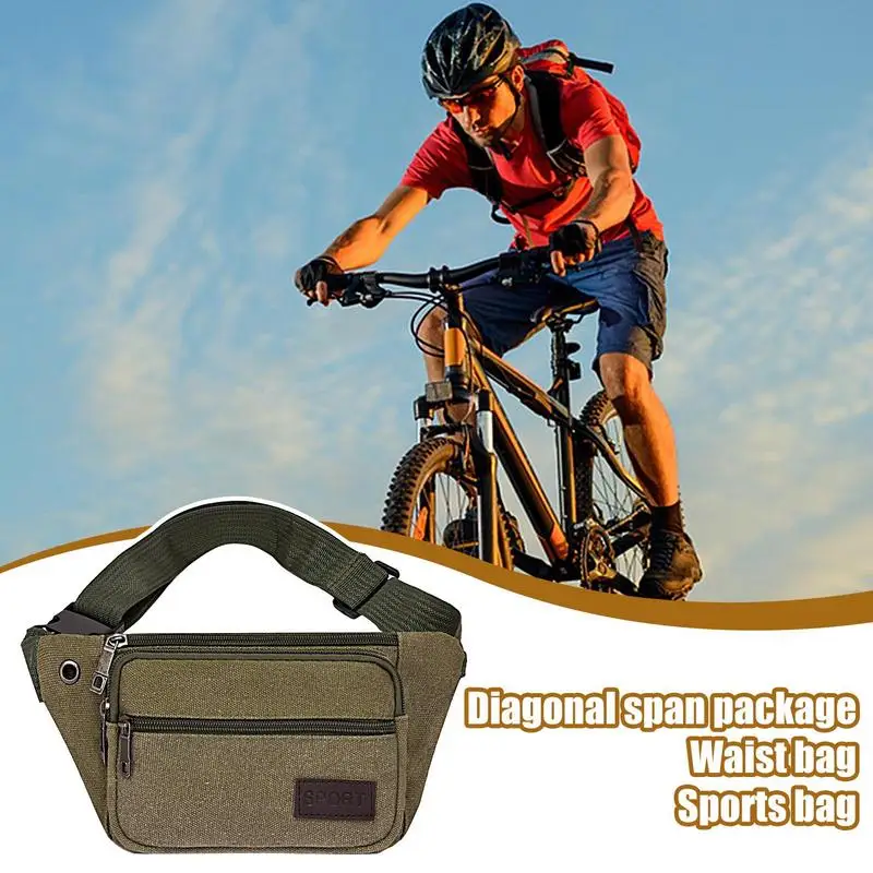 Canvas Waist Bag Outdoor Sports Multifunctional Male Waist Pack High Durable High-capacity Bags Portable Phone Purse