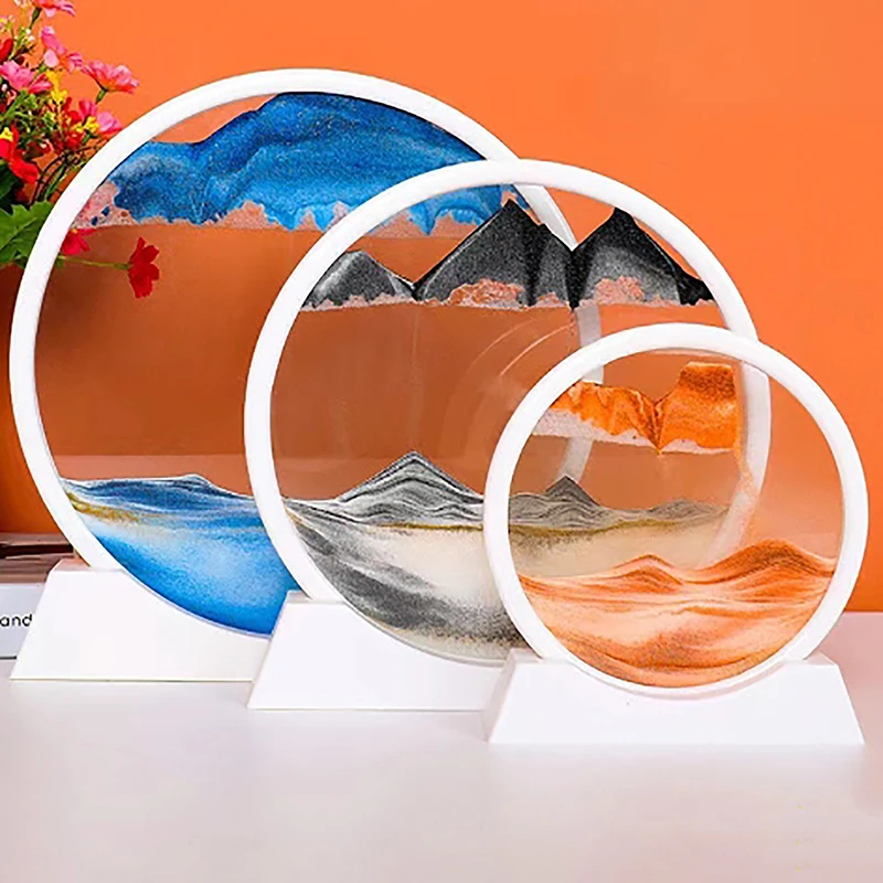 3D движущийся песок художественное изображение Круглое стекло глубокоморские Песочные часы ремесло плавучий песок картина для офиса домашний Декор подарок