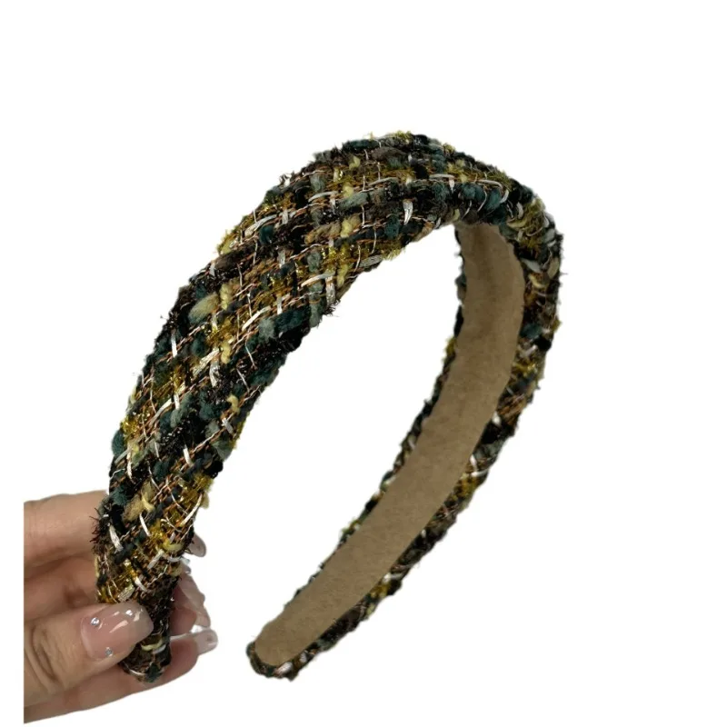 Korean Autumn and Winter Atmosphere Small Fragrance Coarse Tweed Hair Band Female New Retro Elevated hairhoop Hair Accessories