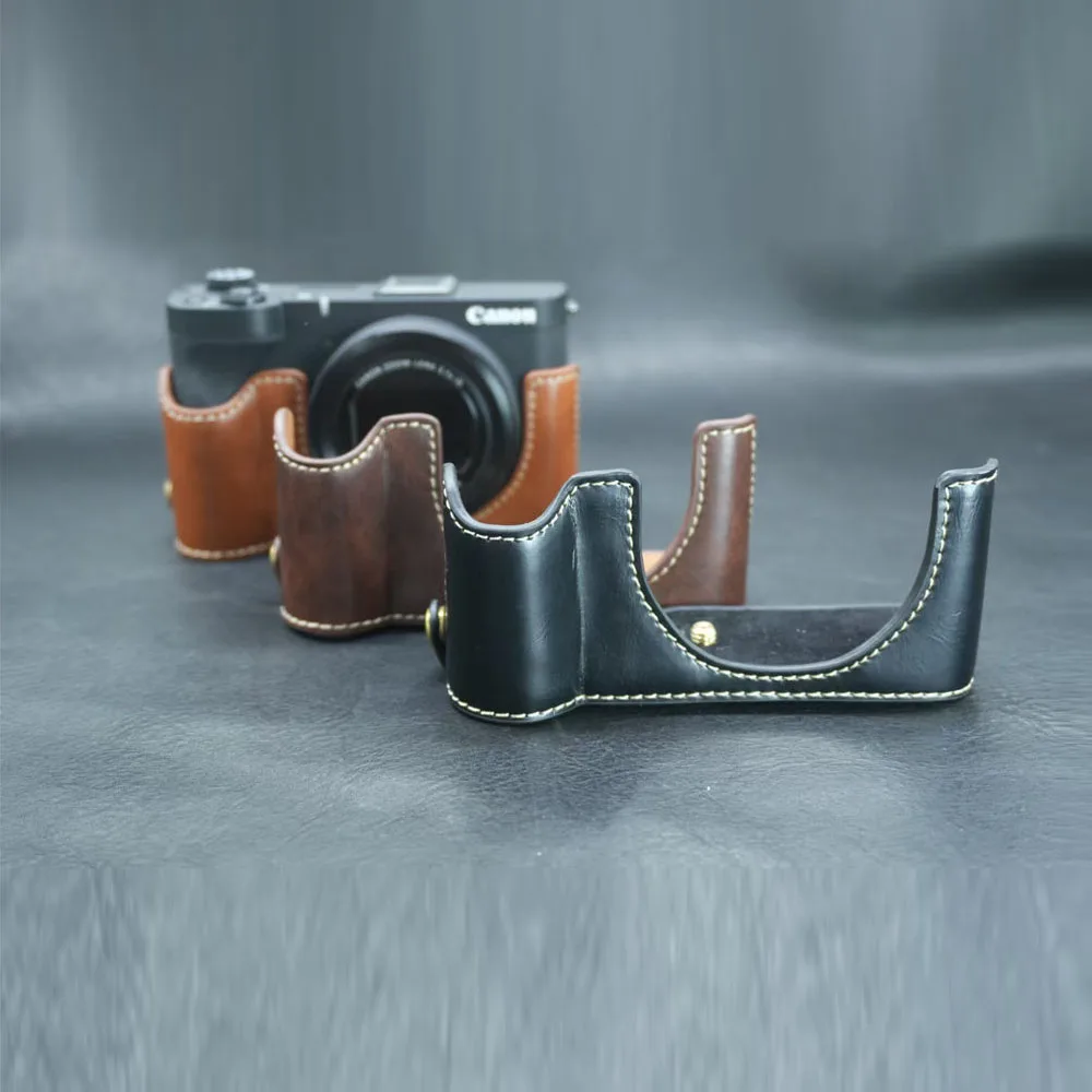 

PU Leather Camera Half Case for Canon PowerShot V1 Battery Opening Bottom Cover