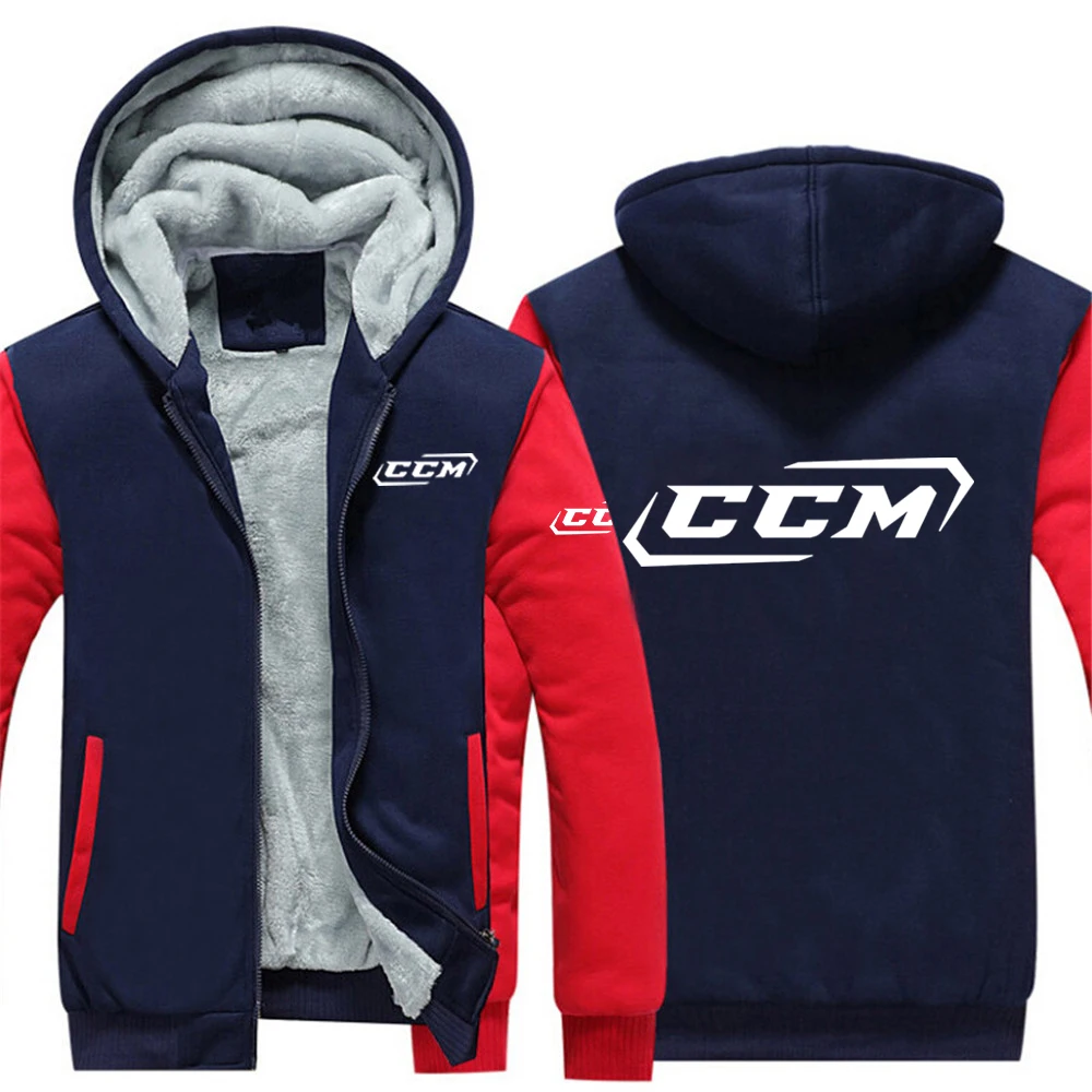 CCM New Men's Hoodies Jacket Warm Winter Thick Warm Fleece Zipper Hoodies Coat Casual Tracksuit Sportwear Male Sweatshirts