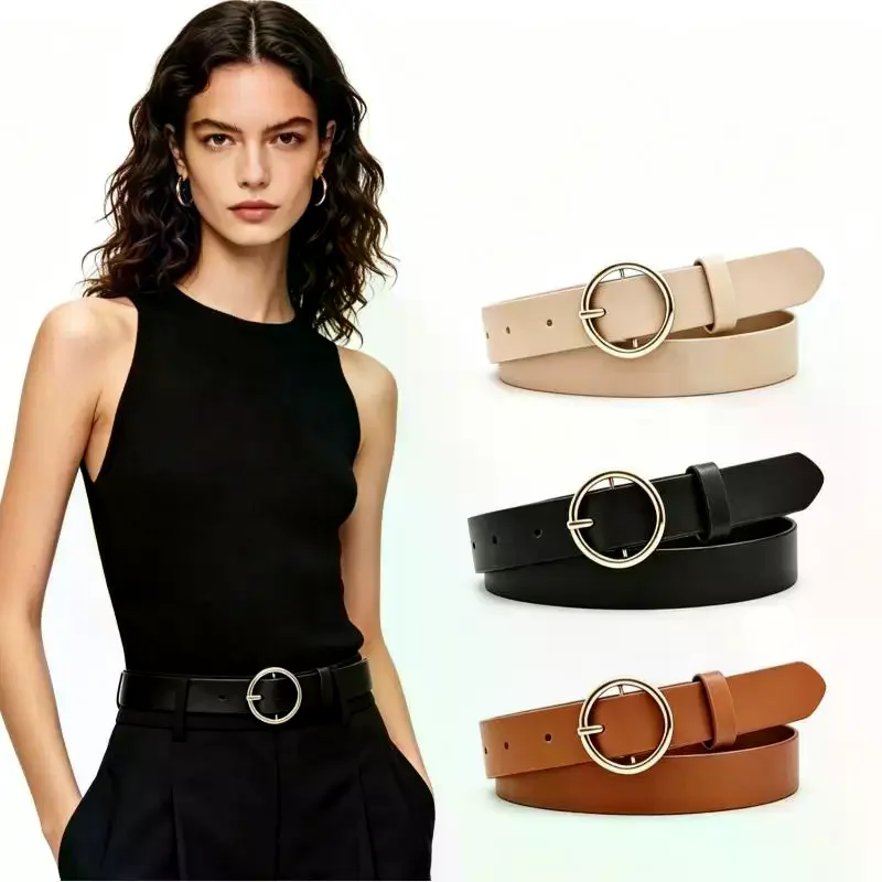1PCS Korean Fashion Round Buckle Waist Belt: High-end Versatile Casual Skirt Decoration