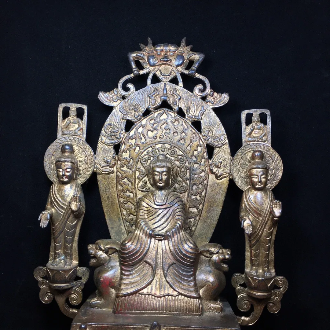 Gold Removal from Pure Copper Mud of Tibetan Old Brass Buddha The Northern Wei Dynasty Sakyamuni Statue Ornaments Home Buddhist