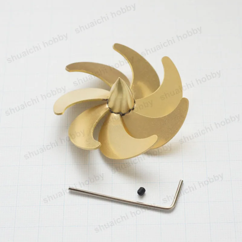 1 Paar Außen durchmesser 55mm 7-Blatt-Propellerwellenloch 4mm Messing propeller Schiffs antriebs teile für DIY-Modell-U-Boot-RC-Boot