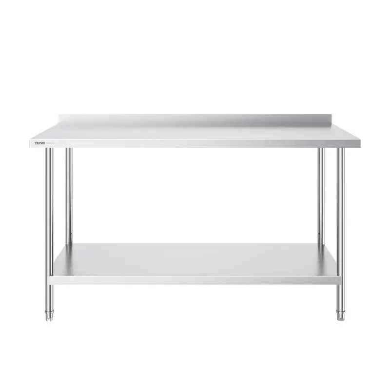 Table de travail en acier inoxydable, 61x152,4x91,4 cm, table de préparation alimentaire durable, réglable en hauteur, unité de stockage alimentaire, pour cuisines, restaurants, bars, hôtels et maisons