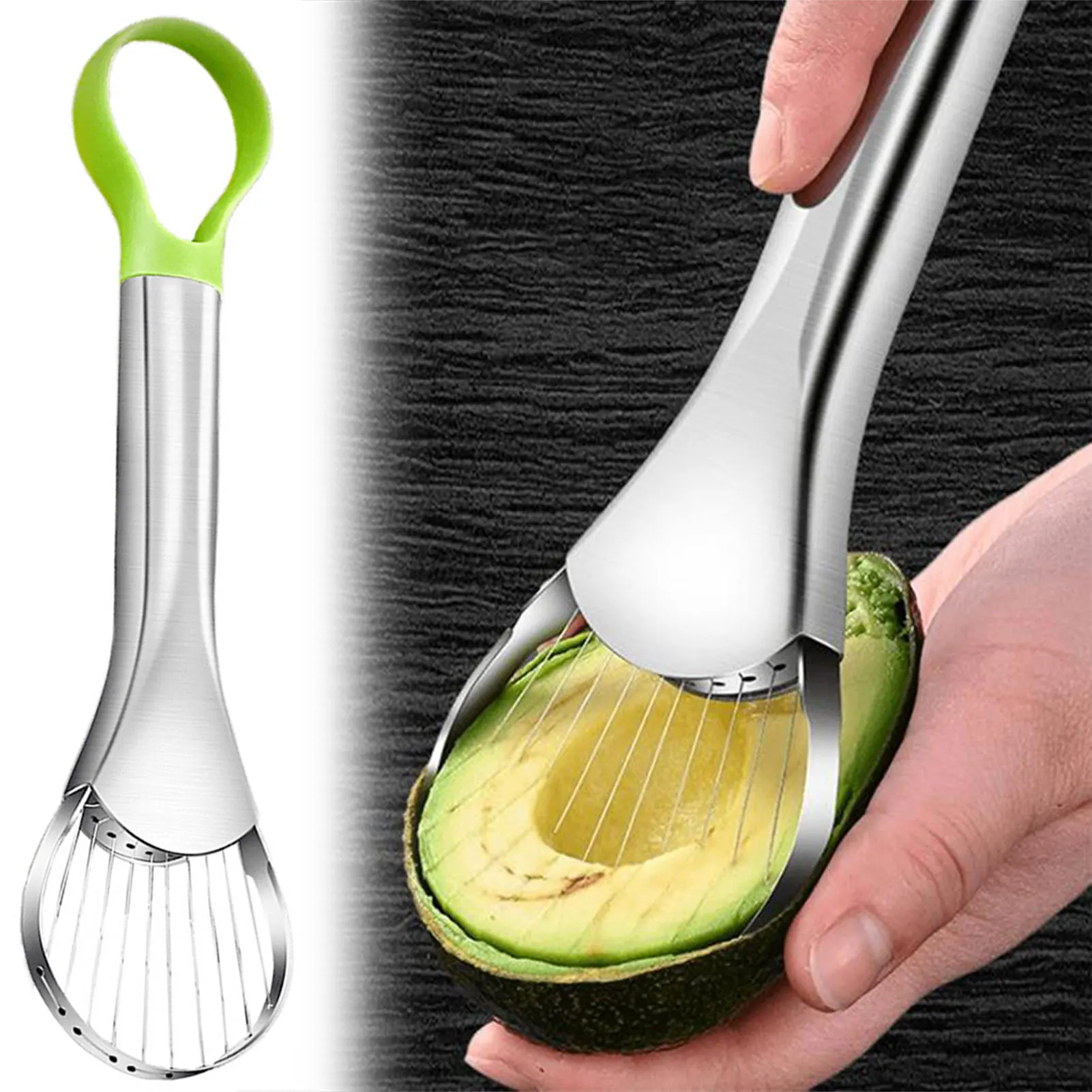 

Avocado Knife Gadget,Stainless Steel Cutters Kitchen Tool Fruit Cutting Artifact All For Kitchen And Home Dragon Fruit Slices