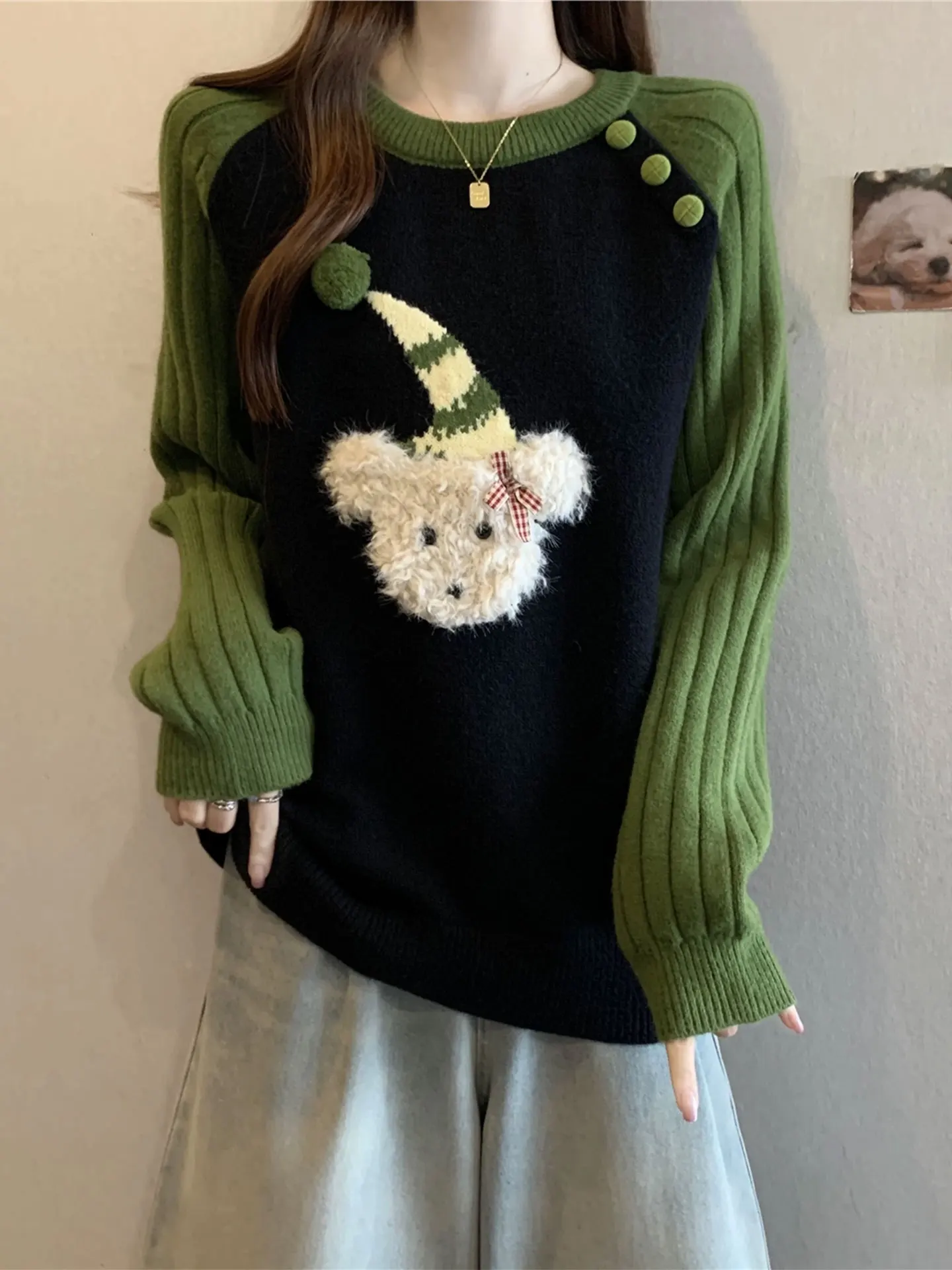 

een Long Sve Sweater Casual Sle Loose Fit Knitted Top for Women Spring 2026 Early Season plus Size Faionable Trendy