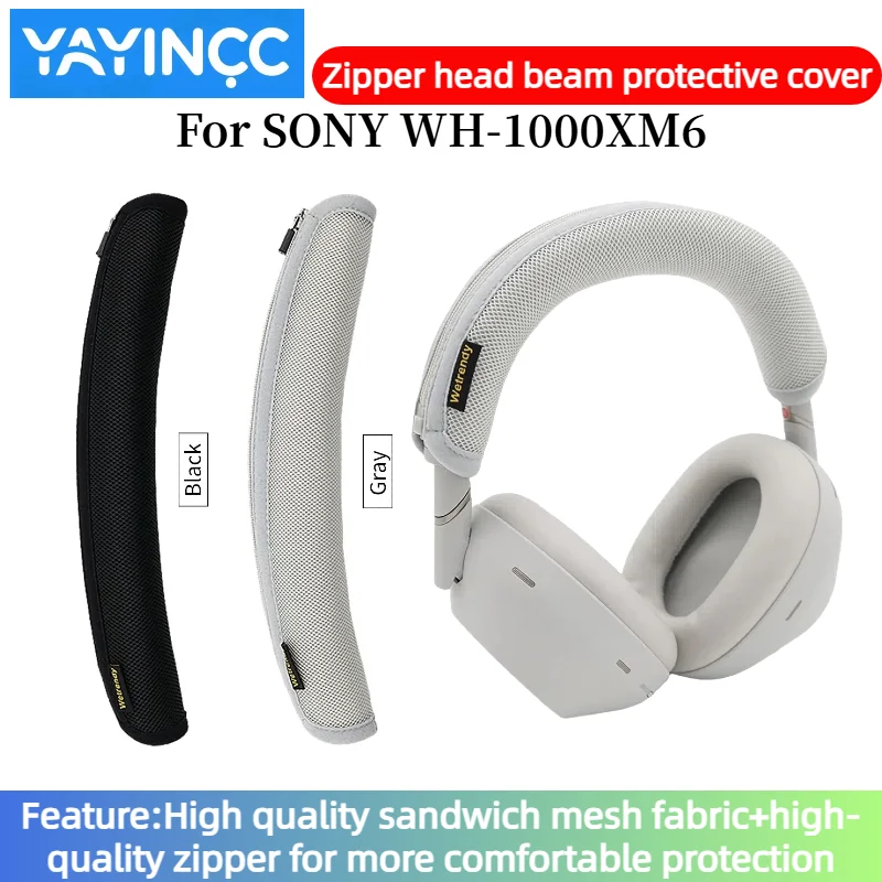 

YAYINCC Headphone Head Beam Cover for SONY WH-1000XM6 Earphone Zipper knitted fabric headband protective cover Advanced feeling