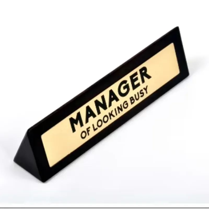 Custom Engraved Metal Desk Name Plate Double Insert Office Table Sign Holder