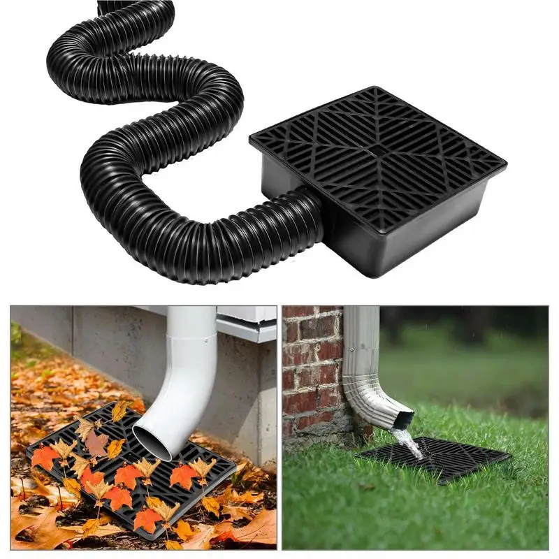 

Yard Drain No Dig Flexible Catch Basin Downspout Extension Catch Basin Downspout Extension Drainage Leak-Proof Splash Block Kit