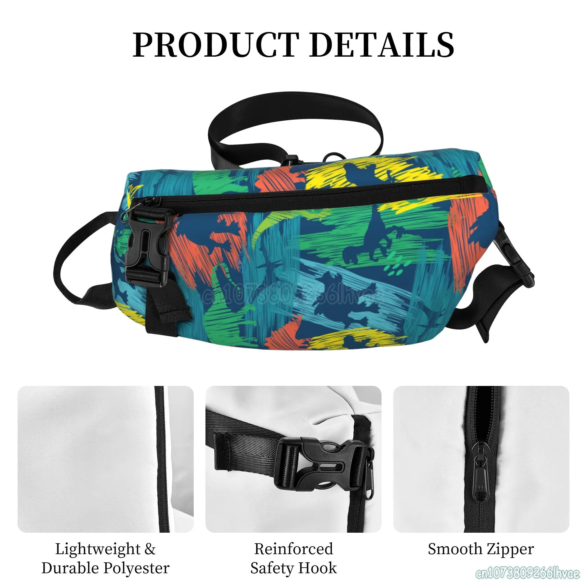 Cartoon Dinosaur Strap Chest Bags Merch Street Trendy for Men Dumpling Bag Crossbody Backpack Strap Belt Bags Fanny Pack