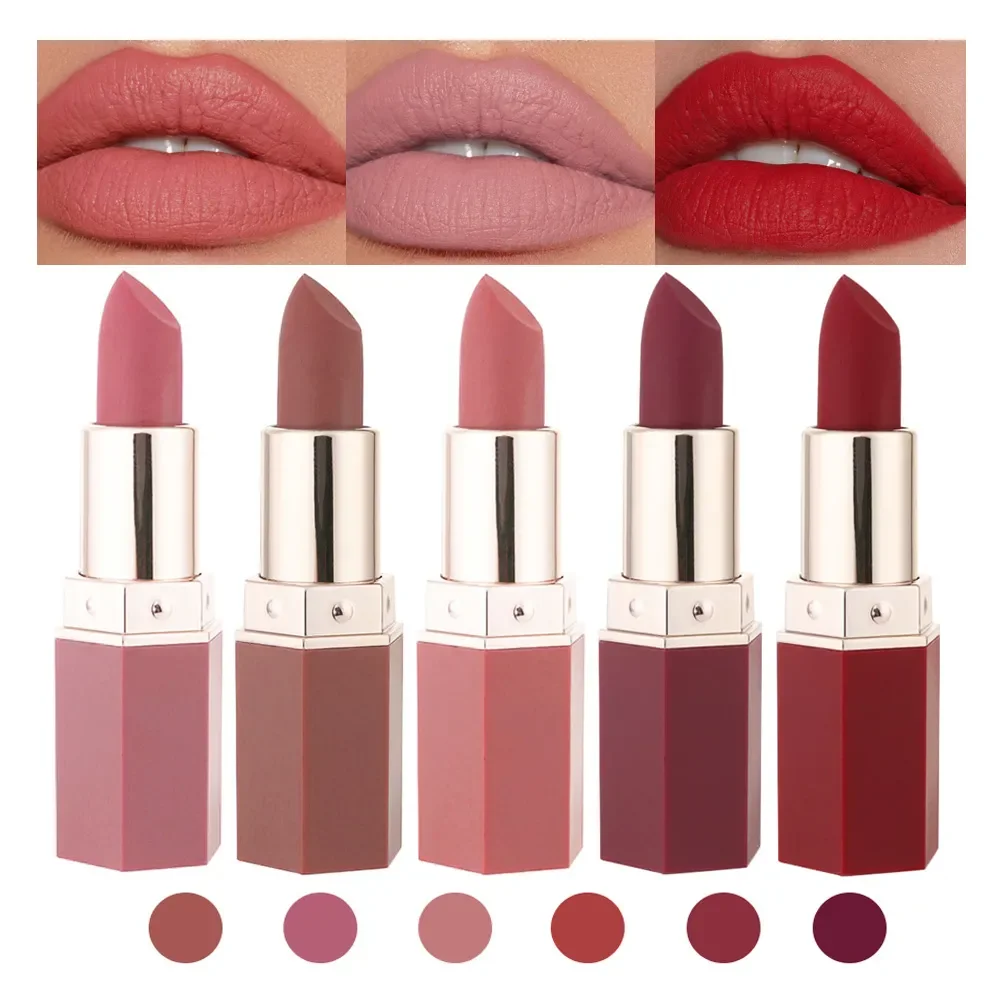 Lápiz labial mate de terciopelo, maquillaje de labios, crema de bálsamo labial Nude, cosméticos para niebla, pigmento suave