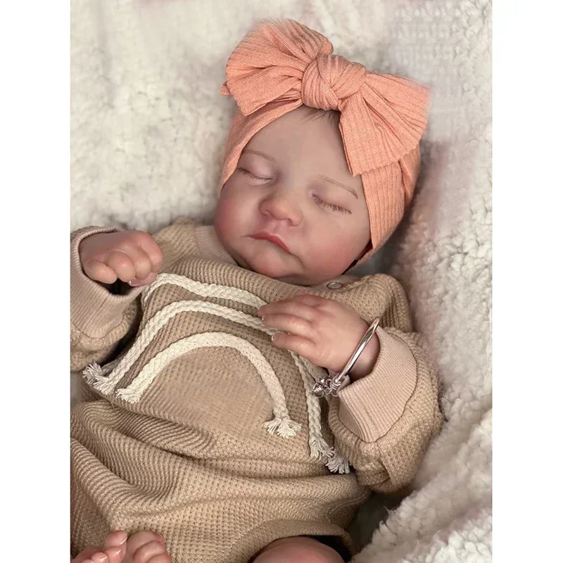 49cm  Levi Reborn Baby Doll Already Painted Finished Sleeping Newborn Baby Size 3D Skin Visible Veins Collectible Art Doll