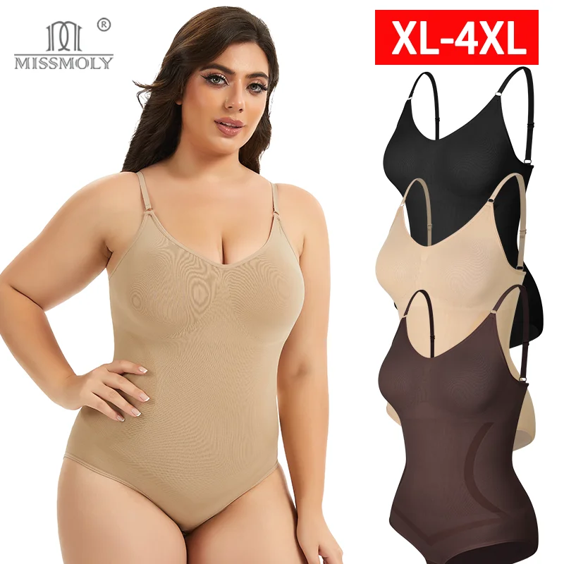 

Miss Moly Women Sexy Bodysuit Tummy Control Butt Lifter Adjustable Strap Full Body Shaper Stripe Underwear Lingerie Brief XL-4XL