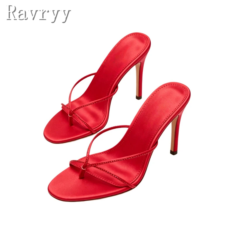 

Women New T-Strap High Heel Mules Summer Fashion Clip Toe Stiletto Heel Open Toe Slides for Party, Wedding, Night Out