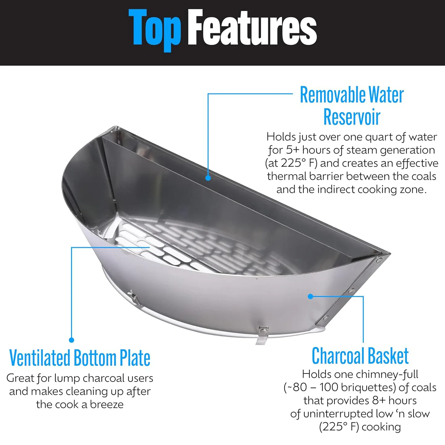 430 Stainless Steel Charcoal Grill Cooking Removable Reservoir Kettle Grill Grill 22 Inch Grilled Fish