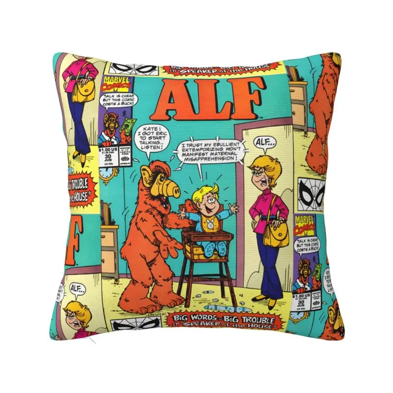 Alien Life Form ALF Cushion Cover 40x40 cm Polyester Velvet Throw Pillow Case For Sofa Car Seat Decoration Bedding Pillowslip
