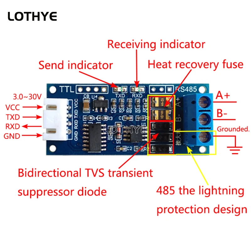 Port szeregowy TTL na moduł płytki konwertera RS485 Sprzętowy moduł konwertera automatycznego sterowania dla mikrokontrolera Arduino