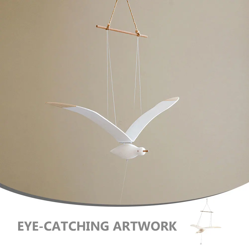 

Wooden Bird Hanging Decor White Kids Bedroom Nursery Room Wall Pendant Craft Adornment Home Windchimes Decorations