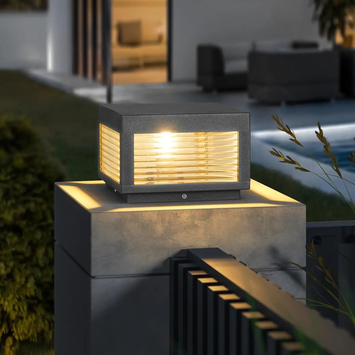 Luz P para exteriores, lámpara con tapa de columna LED con cable de alto voltaje para cuadros modernos, linterna impermeable IP54 con iluminación de paisaje de 3000K para