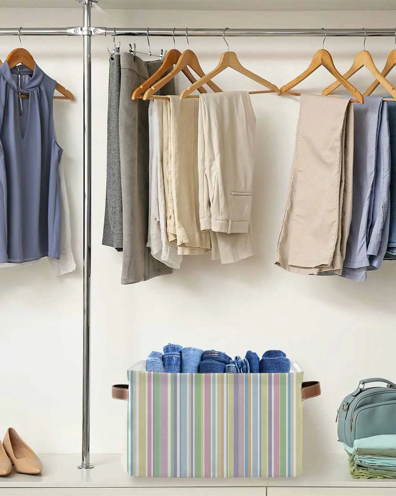 

Hand Drawn Multi-Color Lines Waterproof Laundry Basket Folding Clothing Storage Basket Kids Toys Organizer Storage Bucket