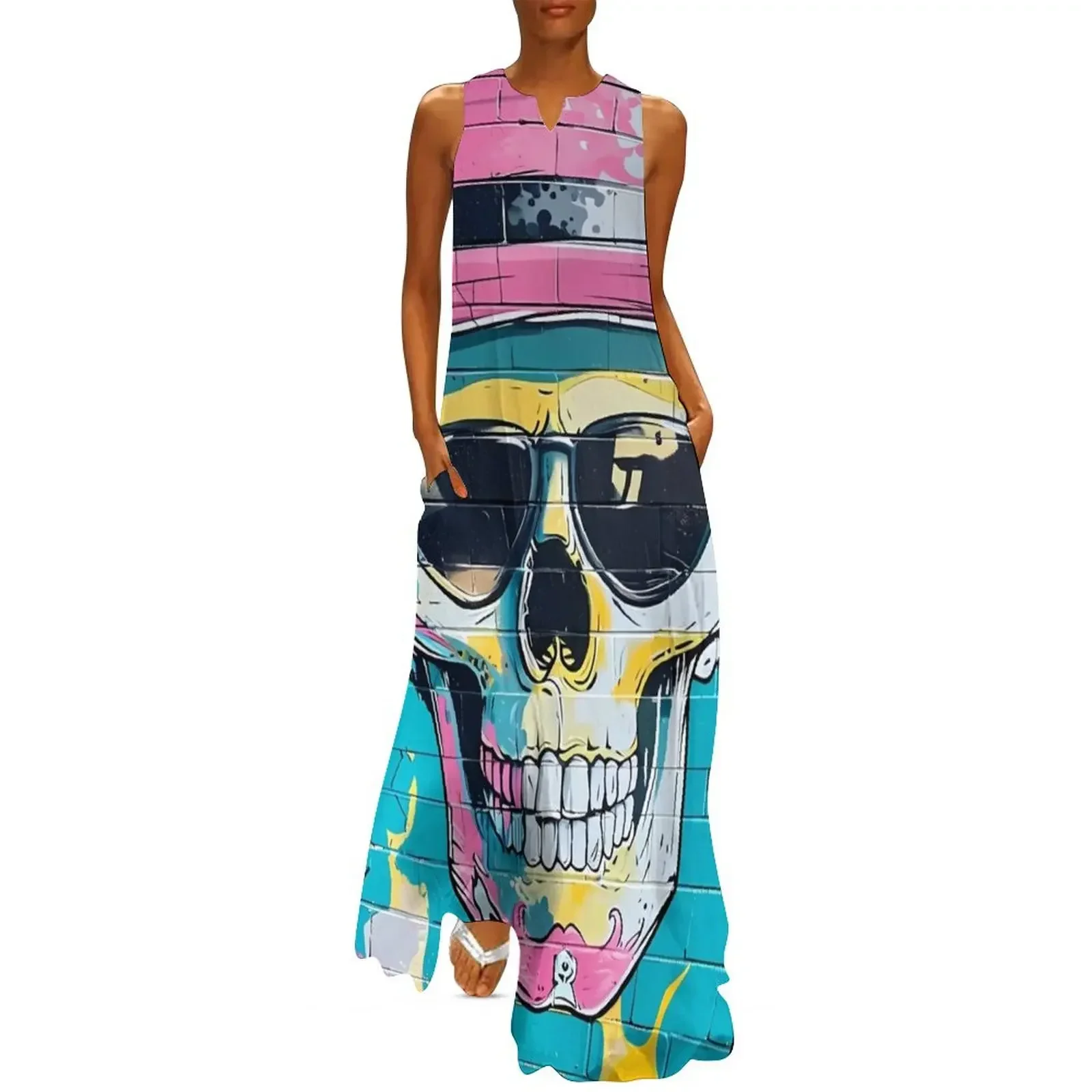 

“Trompe-l’oeil Graffiti Street Mural” Long Dress Evening dresses sexy dress summer dress korean women