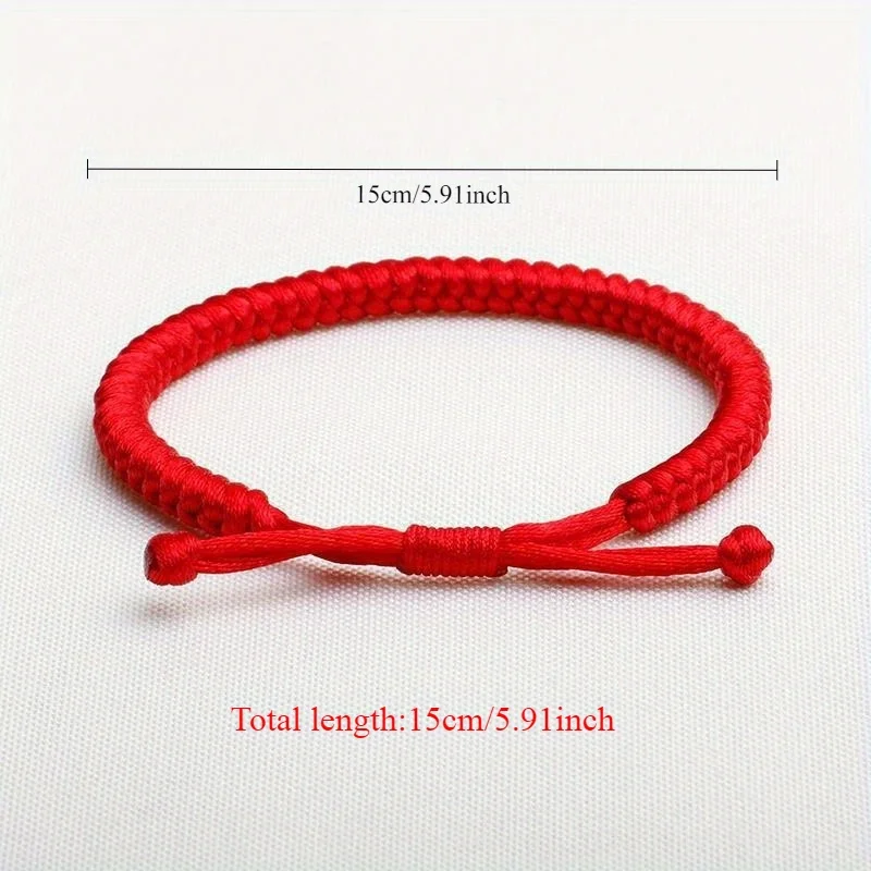 an adjustable red rope bracelet fashionable minimalist braided accessory matching couple sets gift for your loved one - Detail 1