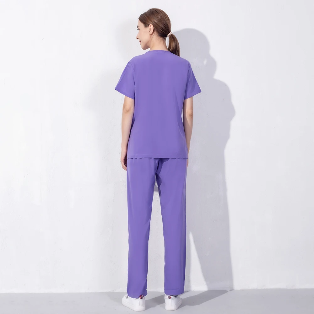 Scrub da donna all'ingrosso manica corta scollo a v Carer Set infermiere uniformi da uomo salone di bellezza uniforme da lavoro Pet Shop abbigliamento da lavoro per la pulizia