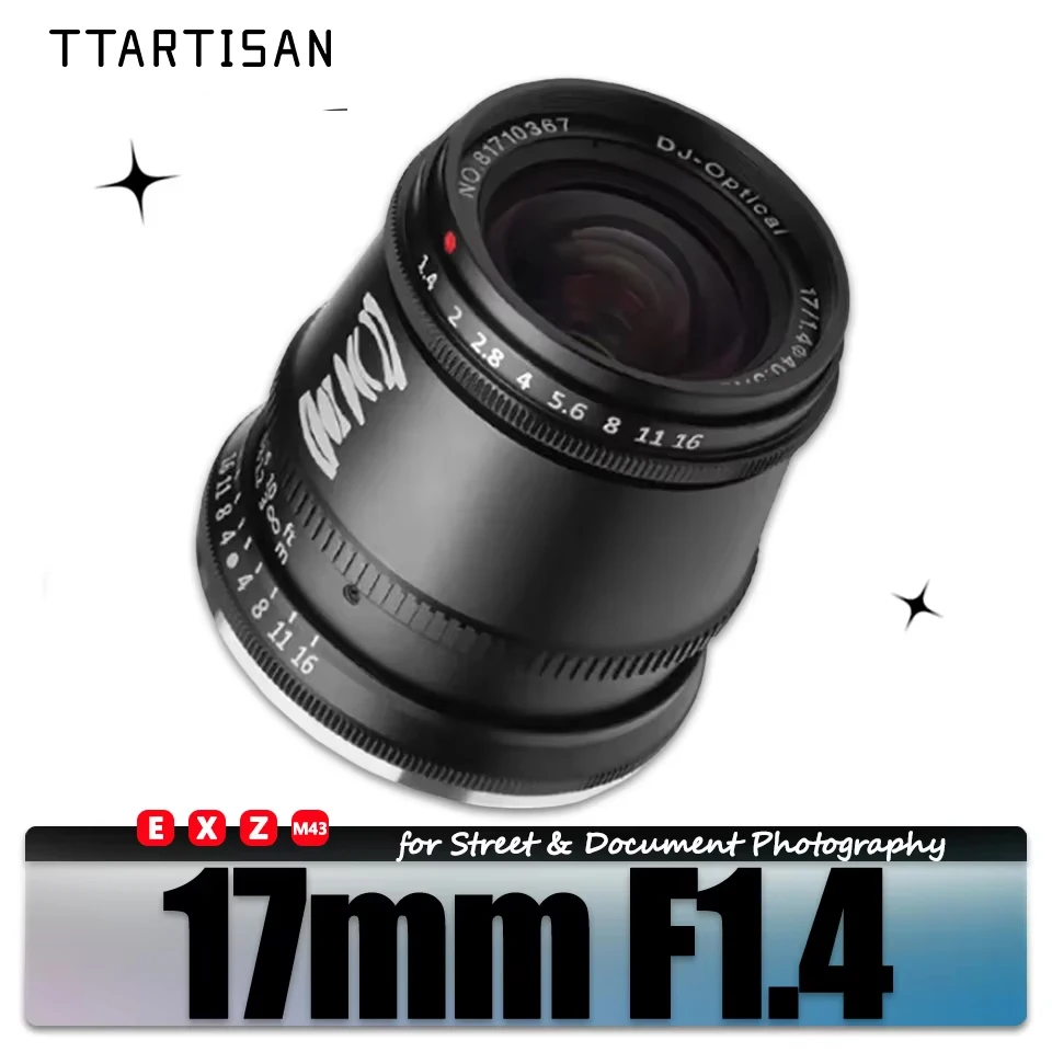 TTARTISAN APS-C 17mm F1.4 Large Aperture Camera Lens for Humanities Photography with Nikon Z5 Olympus EPM2 Sony A6000 A6400