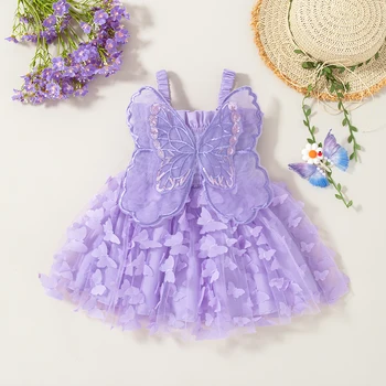 Butterfly Suspender Dress for Baby Girls 2 Summer New Princess Style Baby Girl Dress, Cute Butterfly Children'S Suspender Clothes For Babies Aged 9 Months To 3 Years 2