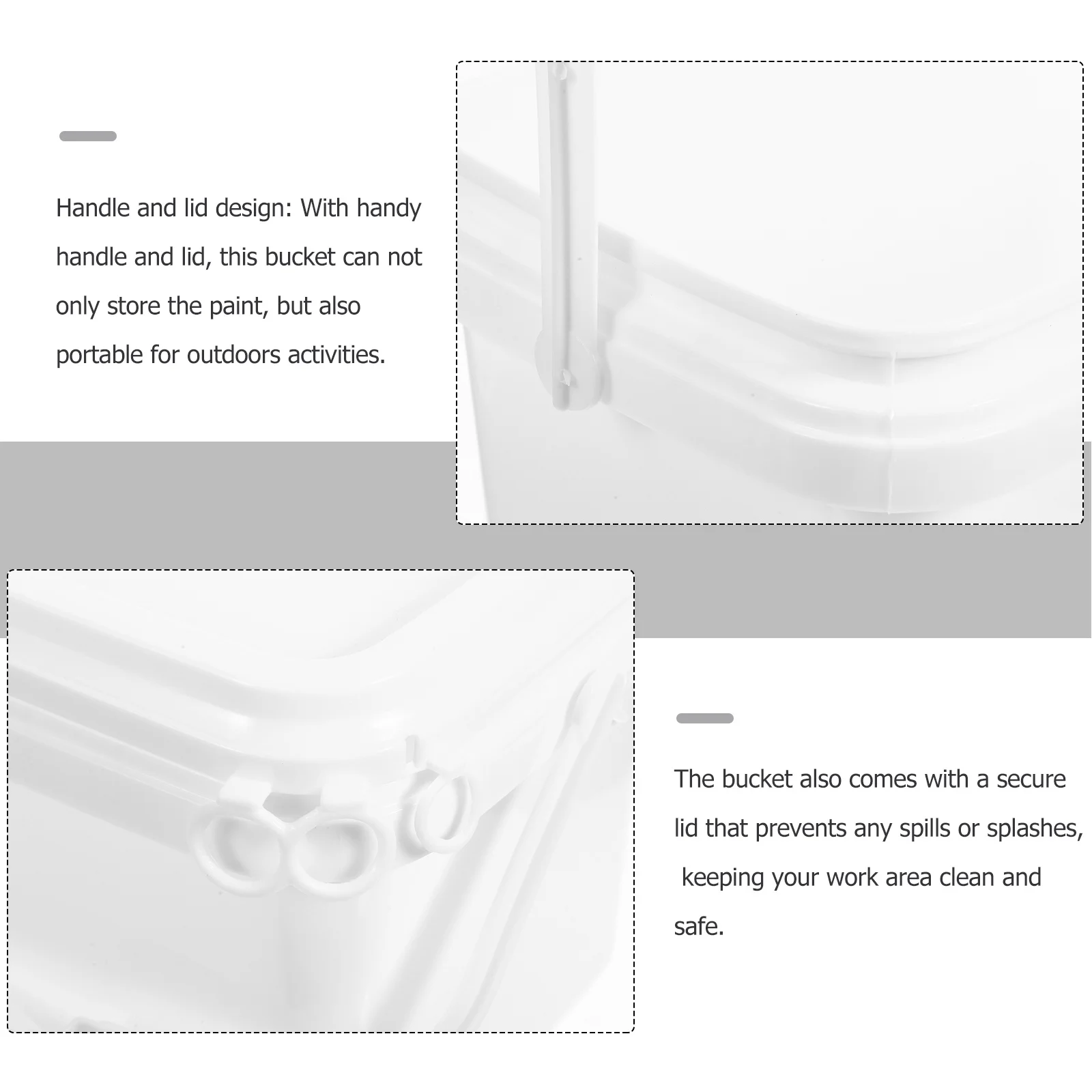 

2Pcs Paint Bucket Plastic Rectangular Container Pc Handle Lid Leak Proof Portable Painting Storage Bucket Paint Can