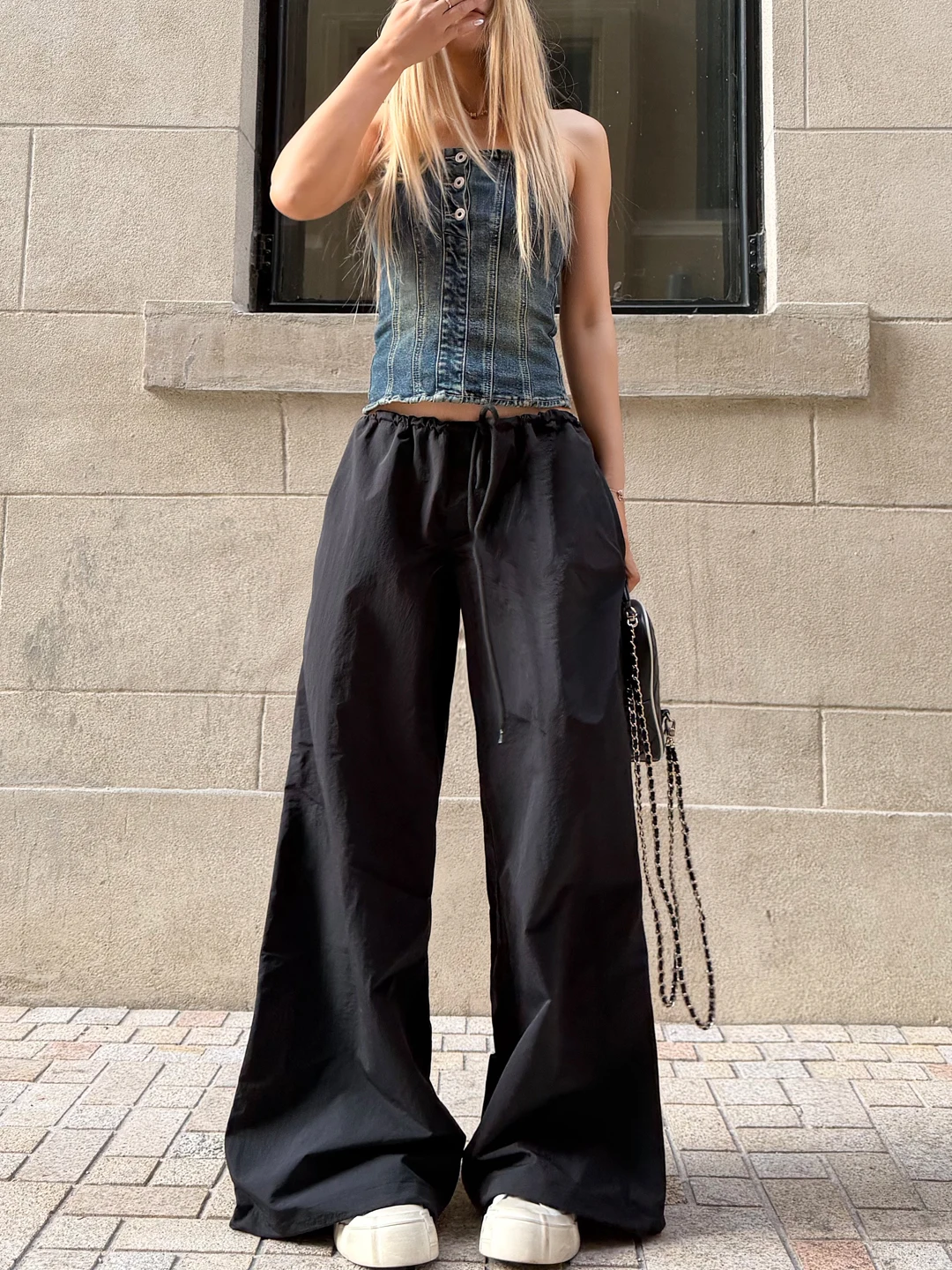 

Black Wide Leg Pants Women's Spring 2026 Loose Fit Casual Trousers Quick Dry Workwear Floor Length Pants Elegant Simple Style