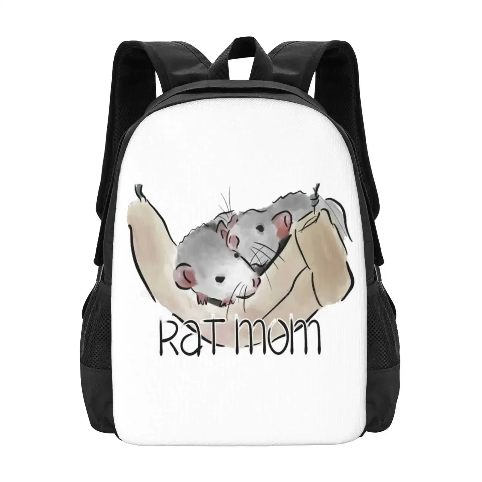 

Школьная сумка Rat Mom, большой вместительный рюкзак для ноутбука, погремушка, мышь, крыса, сиамская крыса с капюшоном, искусство, милый крыс, животный узор, крыса
